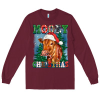 Burgundy mooey christmas heifer Long Sleeve Tee - FaDigitalArtStudio