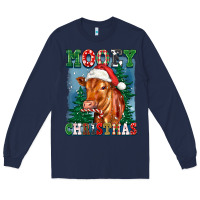 Navy mooey christmas heifer Long Sleeve Tee - FaDigitalArtStudio