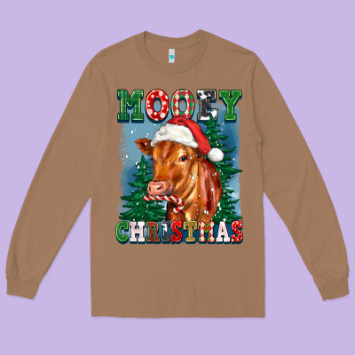 Mooey Christmas Heifer Long Sleeve Tee Designed By Fadigitalartstudio