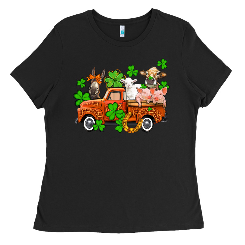 St. Patrick's Farm Animals And Truck Ladies Tee by OliviaCreatesArt | Teevron