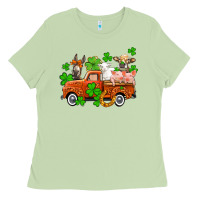Matcha St. Patrick's farm animals and truck Ladies Tee - OliviaCreatesArt