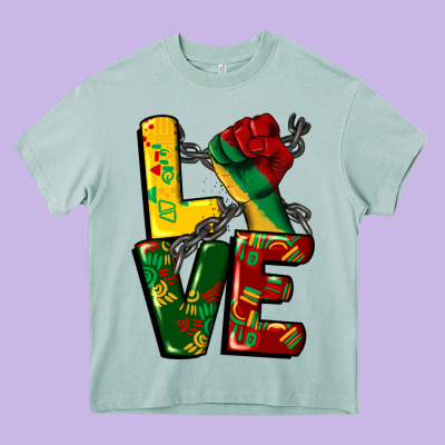 Love Juneteenth Heavy Core Tee Designed By Cowgirlartshop