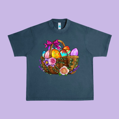 Easter Eggs Hamper Urban Heavy Tee Designed By Bundleandbundleshop