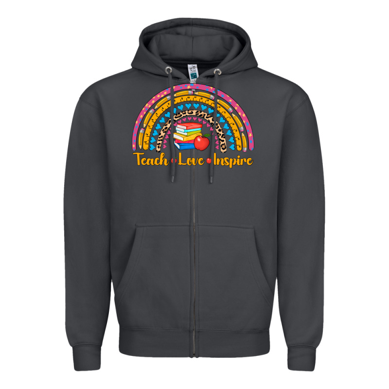 Back To School Rainbow Teach Love Inspire Zipper Hoodie by AdoDesignShop | Teevron