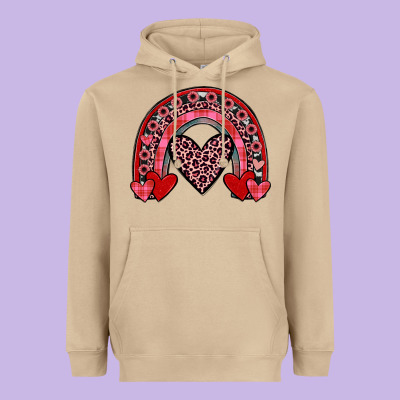 Valentines Heart Rainbow Heavyweight Hoodie Designed By Jahusdesignshop