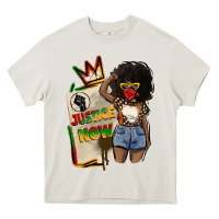 Cream juneteenth justice now Heavy Core Tee - CowGirlArtShop