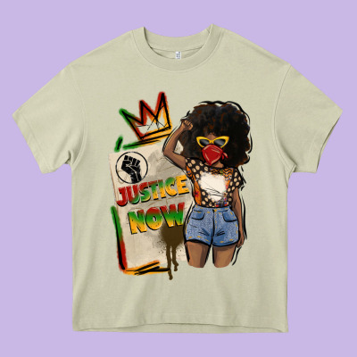 Juneteenth Justice Now Heavy Core Tee Designed By Cowgirlartshop