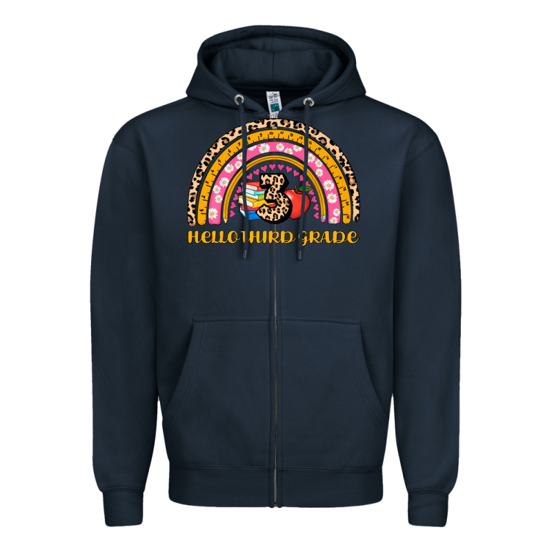 Back To School Rainbow Hello Third Grade Zipper Hoodie by AdoDesignShop | Teevron