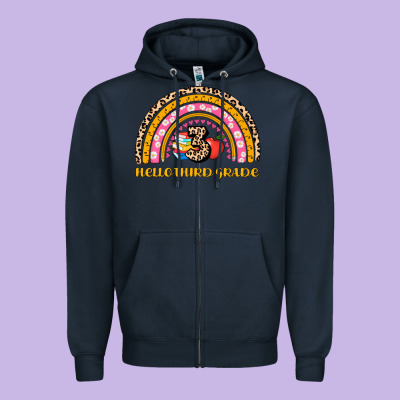 Back To School Rainbow Hello Third Grade Zipper Hoodie Designed By Adodesignshop