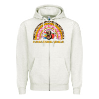 Oatmeal Heather back to school rainbow hello third grade Zipper Hoodie - AdoDesignShop