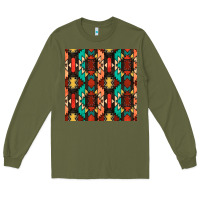 Army Green native american aztec seamless pattern Long Sleeve Tee - BundleAndBundleShop