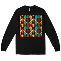 Black native american aztec seamless pattern Long Sleeve Tee - BundleAndBundleShop