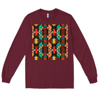 Burgundy native american aztec seamless pattern Long Sleeve Tee - BundleAndBundleShop