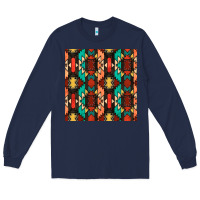 Navy native american aztec seamless pattern Long Sleeve Tee - BundleAndBundleShop