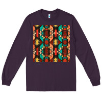 Plum native american aztec seamless pattern Long Sleeve Tee - BundleAndBundleShop