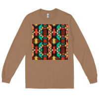 Toasted Coconut native american aztec seamless pattern Long Sleeve Tee - BundleAndBundleShop