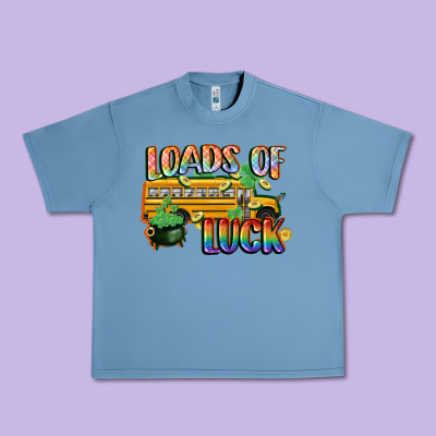 Loads Of Luck With School Bus St. Patrick's Day Urban Heavy Tee Designed By Fadigitalartstudio