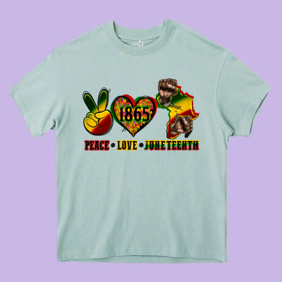 Peace Love Juneteenth Heavy Core Tee Designed By Cowgirlartshop