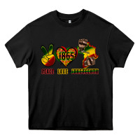 Black peace love juneteenth Heavy Core Tee - CowGirlArtShop