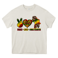 Cream peace love juneteenth Heavy Core Tee - CowGirlArtShop