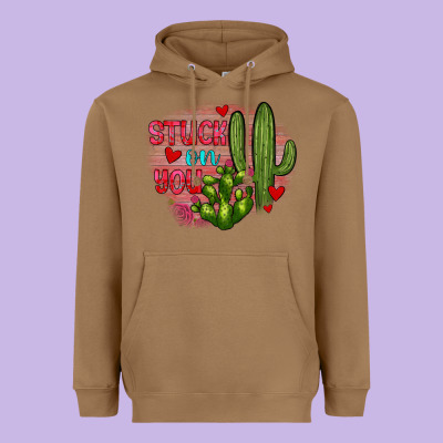 Stuck On You Cactus Heavyweight Hoodie Designed By Jahusdesignshop