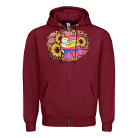 Burgundy books sunflower back to school background Zipper Hoodie - AdoDesignShop