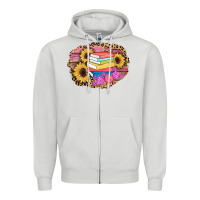 Dove Grey books sunflower back to school background Zipper Hoodie - AdoDesignShop