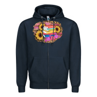 Navy books sunflower back to school background Zipper Hoodie - AdoDesignShop