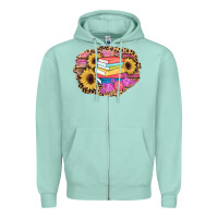 Seafoam books sunflower back to school background Zipper Hoodie - AdoDesignShop
