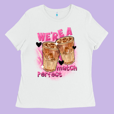 We're A Perfect Match Valentine's Day Ladies Tee Designed By Fadigitalartstudio