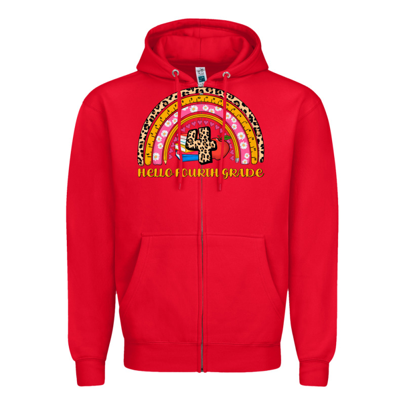 Back To School Rainbow Hello Fourth Grade Zipper Hoodie by AdoDesignShop | Teevron