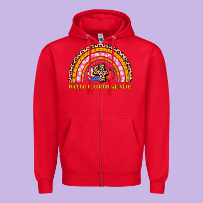 Back To School Rainbow Hello Fourth Grade Zipper Hoodie Designed By Adodesignshop