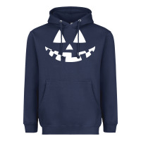 Navy halloween jack o lantern (white) Heavyweight Hoodie - artisFamous