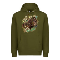 Army Green missouri horse floral background Premium Hoodie - LillyAllenDesigns