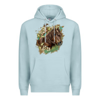 Blue Mist missouri horse floral background Premium Hoodie - LillyAllenDesigns