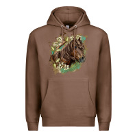Chestnut missouri horse floral background Premium Hoodie - LillyAllenDesigns