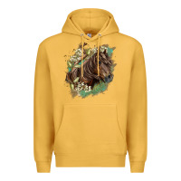 Mustard missouri horse floral background Premium Hoodie - LillyAllenDesigns