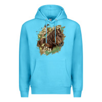 Ocean Blue missouri horse floral background Premium Hoodie - LillyAllenDesigns