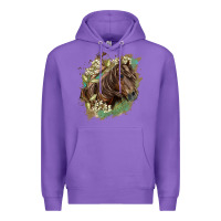 Purple missouri horse floral background Premium Hoodie - LillyAllenDesigns