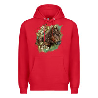 Red missouri horse floral background Premium Hoodie - LillyAllenDesigns