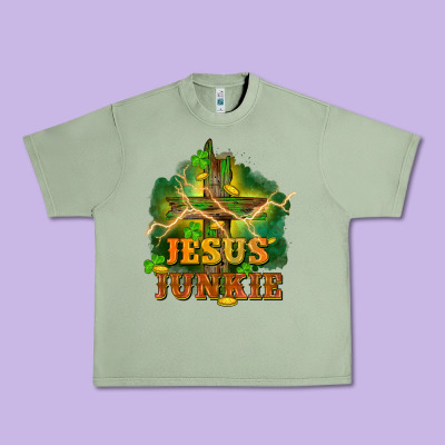 Jesus Junkie St. Patricks Day Urban Heavy Tee Designed By Fadigitalartstudio