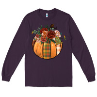 Plum floral pumpkin Long Sleeve Tee - BundleAndBundleShop