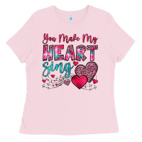 Bubblegum Pink you make my heart sing Ladies Tee - OliviaCreatesArt