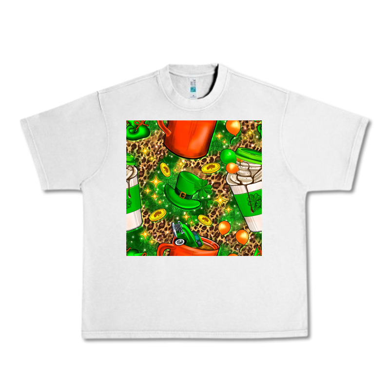 Coffee Cups St. Patrick's Day With Leopard Seamless Pattern Bbs Urban Heavy Tee by BundleAndBundleShop | Teevron