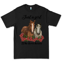Black just a girl who loves horses no background Premium Tee - RanaPortraitStore