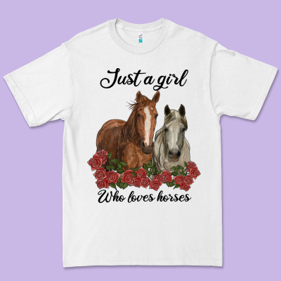 Just A Girl Who Loves Horses No Background Premium Tee Designed By Ranaportraitstore