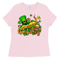 Bubblegum Pink St. Patrick's Kentucky map Ladies Tee - OliviaCreatesArt