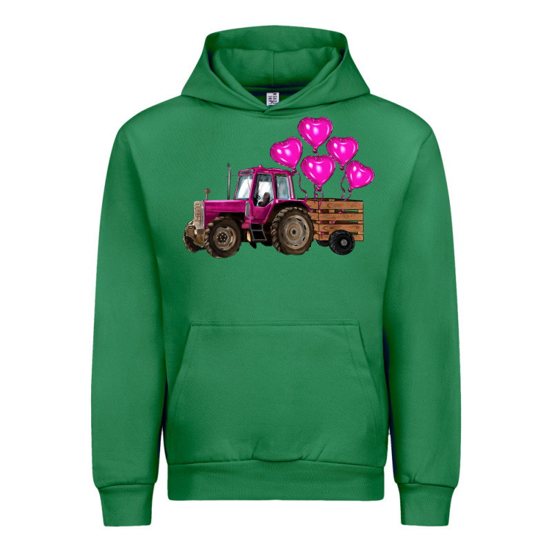 Valentines Day Pink Tractor With Pink Heart Balloo Urban Hoodie by RanaPortraitStore | Teevron