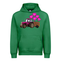 Emerald valentines day pink tractor with pink heart balloo Urban Hoodie - RanaPortraitStore