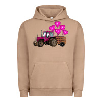 Pigment Burro valentines day pink tractor with pink heart balloo Urban Hoodie - RanaPortraitStore
